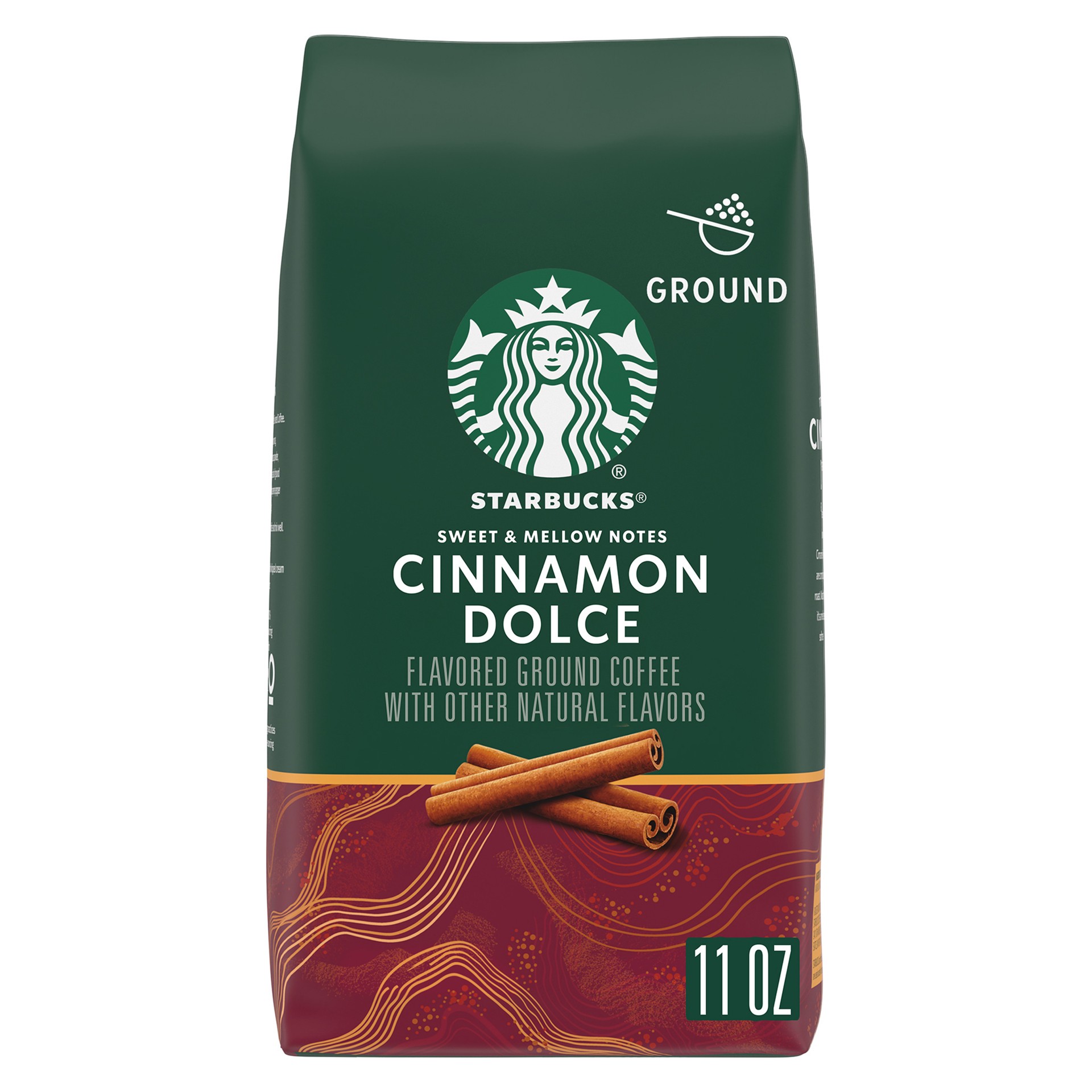 slide 1 of 7, Starbucks Ground Coffee, Cinnamon Dolce Flavored Coffee, Naturally Flavored, 100% Arabica 1 bag (11 oz), 11 oz