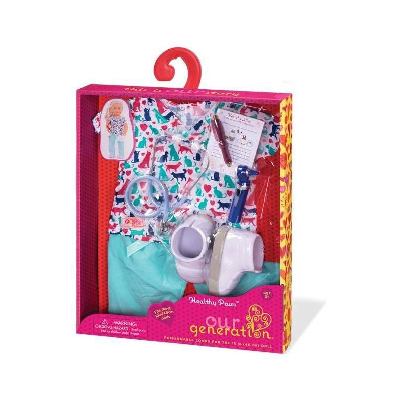 slide 4 of 4, Our Generation Healthy Paws Pet Care Vet Outfit for 18" Dolls: Doll Clothing & Accessories Set, 1 ct