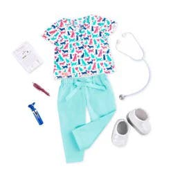 Our Generation Healthy Paws Pet Care Vet Outfit for 18" Dolls: Doll Clothing & Accessories Set