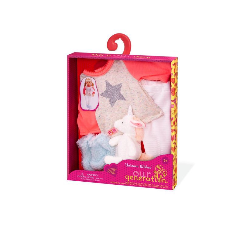 slide 3 of 3, Our Generation Unicorn Wishes with Unicorn Plush Pajama Outfit for 18" Dolls, 1 ct
