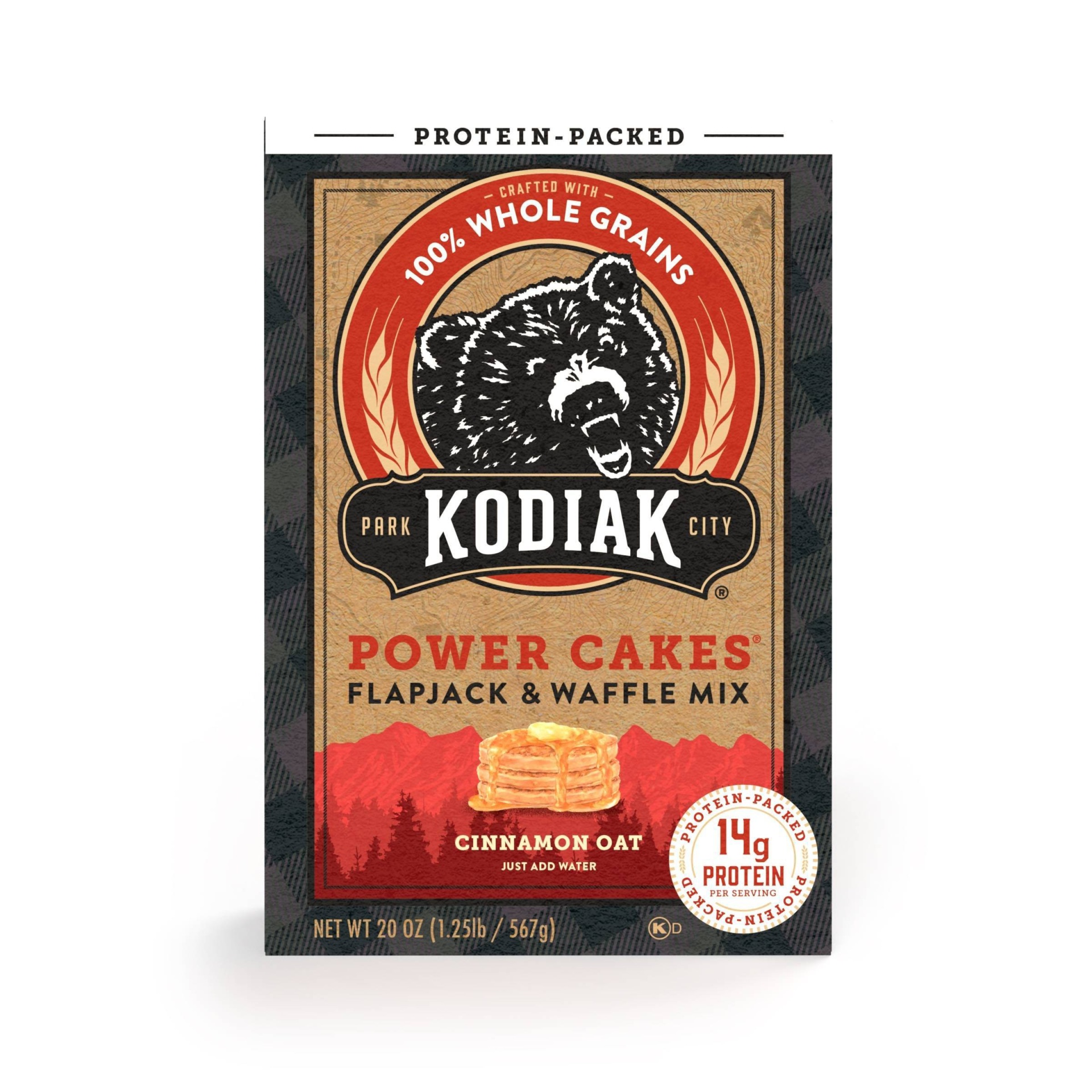 slide 1 of 6, Kodiak Cakes Kodiak Protein-Packed Flapjack & Waffle Mix Cinnamon Oat, 20 oz