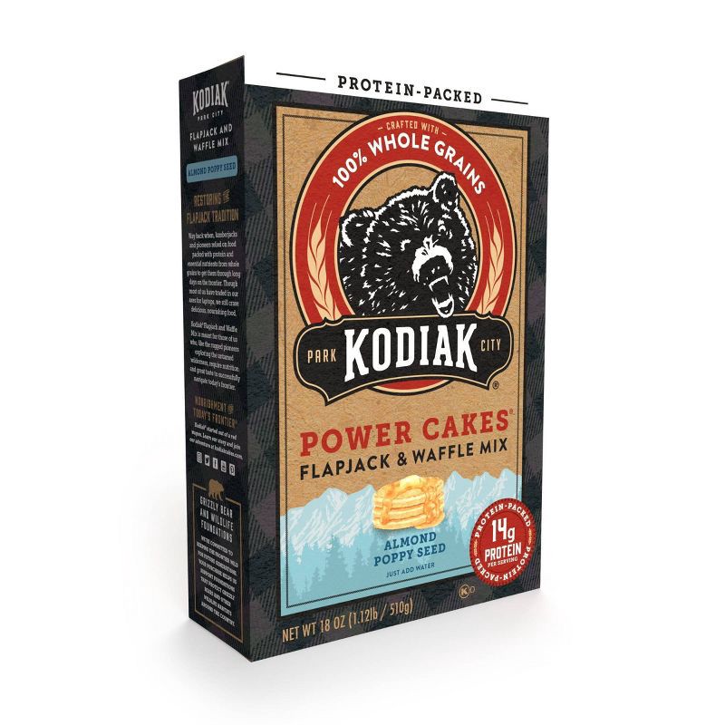 slide 3 of 6, Kodiak Cakes Kodiak Protein-Packed Flapjack & Waffle Mix Almond Poppyseed - 18oz, 18 oz