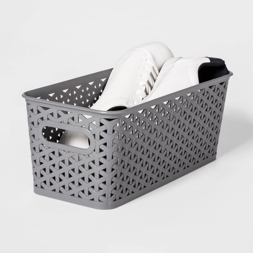 slide 2 of 3, Y-Weave Half Medium Decorative Storage Basket Gray - Room Essentials, 1 ct