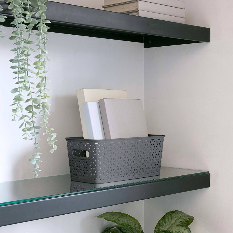 slide 3 of 6, Y-Weave Half Medium Decorative Storage Basket Gray - Brightroom™: BPA-Free Polypropylene, 5.2 Volume, 13 Inch Cube Compatible, 1 ct