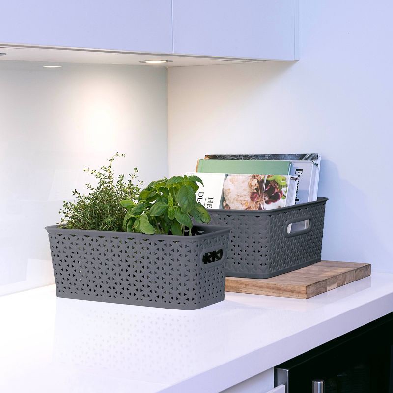 slide 6 of 6, Y-Weave Half Medium Decorative Storage Basket Gray - Brightroom™: BPA-Free Polypropylene, 5.2 Volume, 13 Inch Cube Compatible, 1 ct