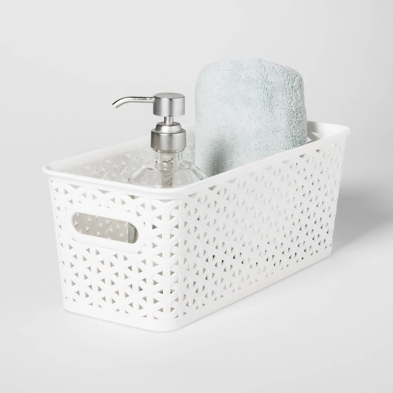 slide 2 of 6, Y-Weave Half Medium Decorative Storage Basket White - Brightroom™: BPA-Free Polypropylene, 5.2 Volume, 13 Inch Cube Compatible, 1 ct