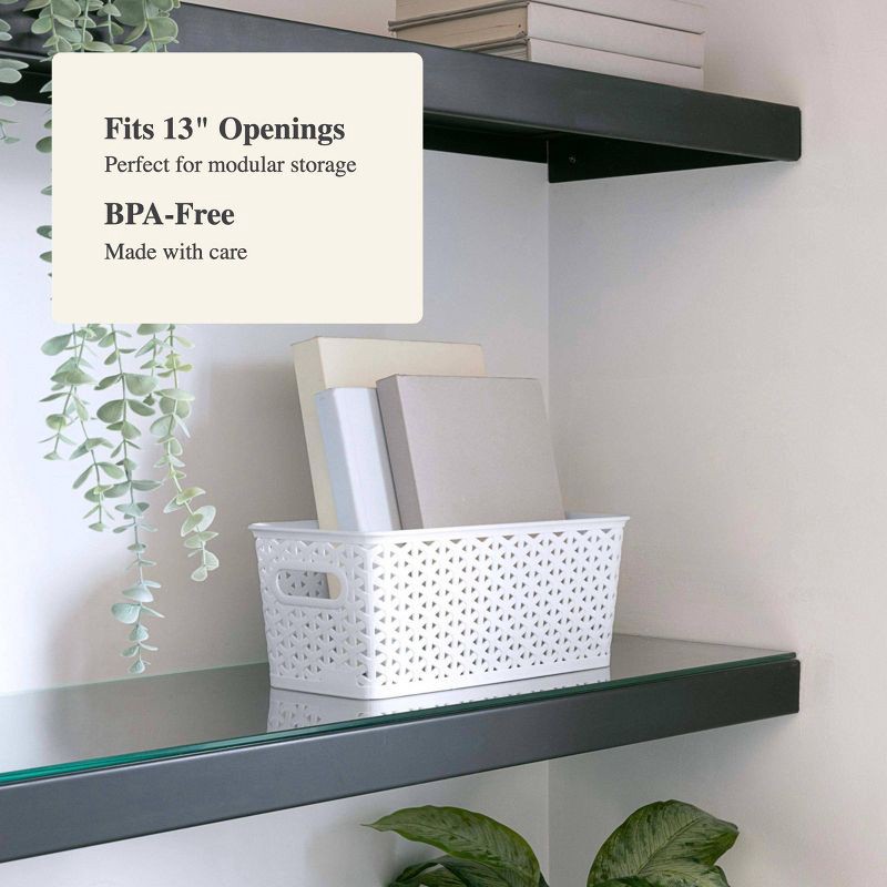 slide 4 of 7, Y-Weave Half Medium Decorative Storage Basket White - Brightroom™: Polypropylene, 5.2 Volume, 13 Inch Cube Compatible, 1 ct