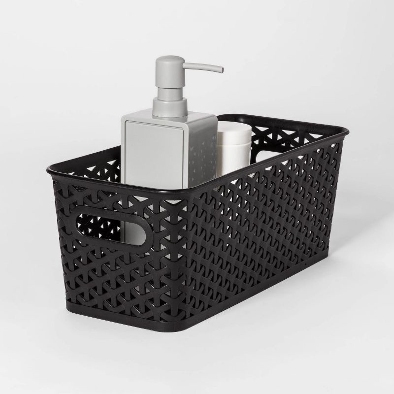 slide 2 of 6, Y-Weave Half Medium Decorative Storage Basket Black - Brightroom™: BPA-Free Polypropylene, 5.2 Volume, Rectangle Shape, 1 ct