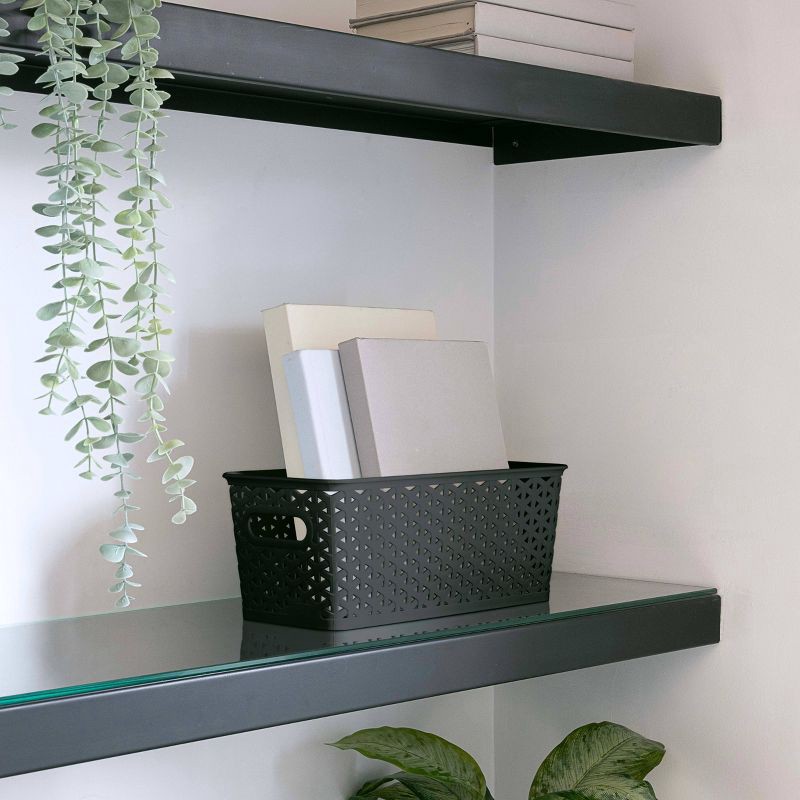 slide 3 of 6, Y-Weave Half Medium Decorative Storage Basket Black - Brightroom™: BPA-Free Polypropylene, 5.2 Volume, Rectangle Shape, 1 ct