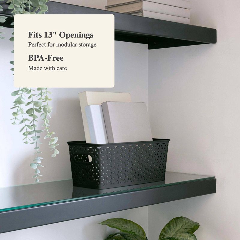 slide 4 of 8, Y-Weave Half Medium Decorative Storage Basket Black - Brightroom™: Polypropylene, 5.2 Volume, Rectangle Shape, 1 ct