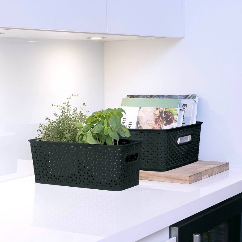 slide 6 of 6, Y-Weave Half Medium Decorative Storage Basket Black - Brightroom™: BPA-Free Polypropylene, 5.2 Volume, Rectangle Shape, 1 ct