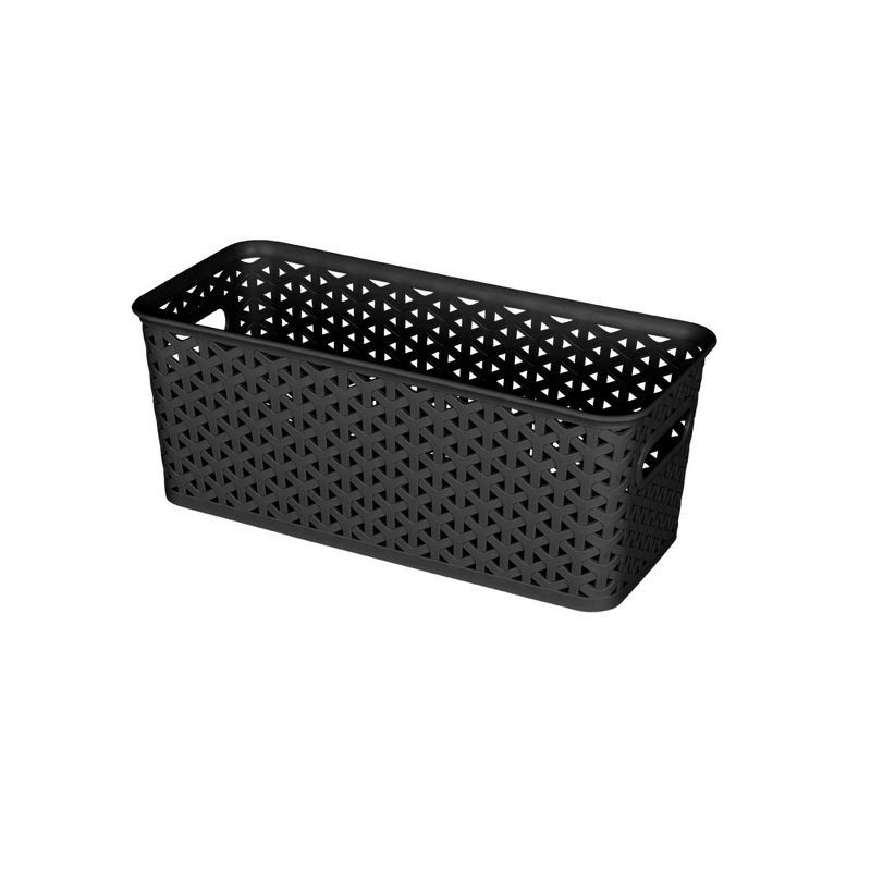 slide 1 of 6, Y-Weave Half Medium Decorative Storage Basket Black - Brightroom™: BPA-Free Polypropylene, 5.2 Volume, Rectangle Shape, 1 ct