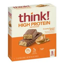 think! Creamy Peanut Butter High Protein Bars - 20g Protein - 10.5oz/5ct