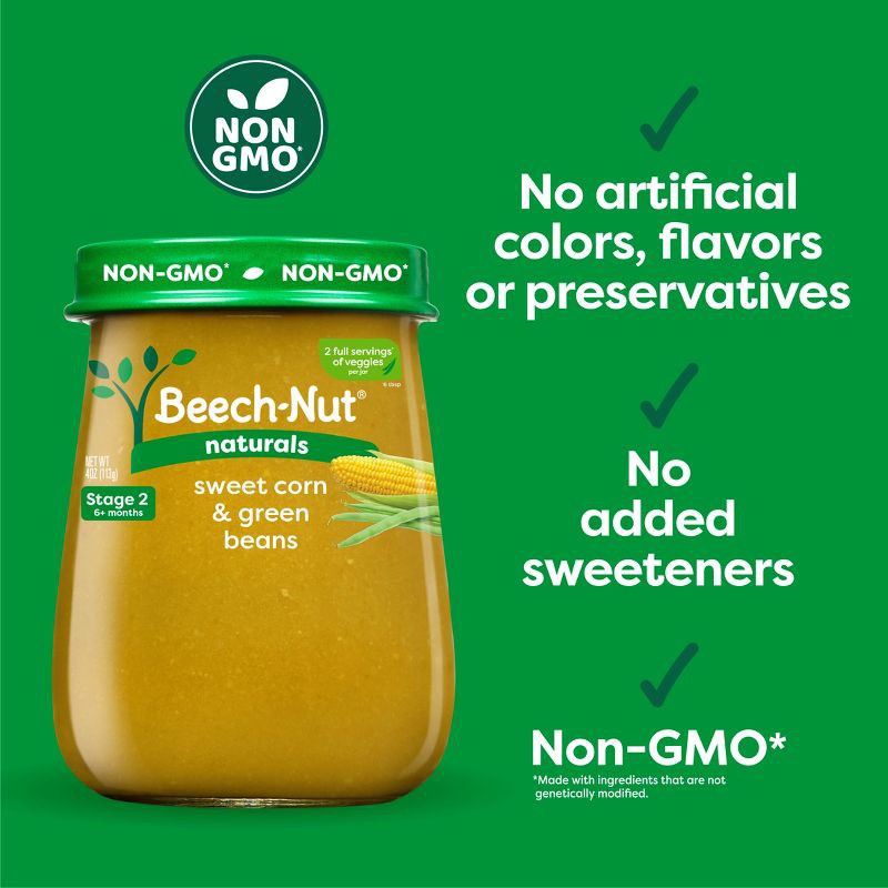 slide 7 of 7, Beech-Nut Non-GMO Naturals Sweet Corn & Green Beans Baby Food Jar - 4oz, 4 oz