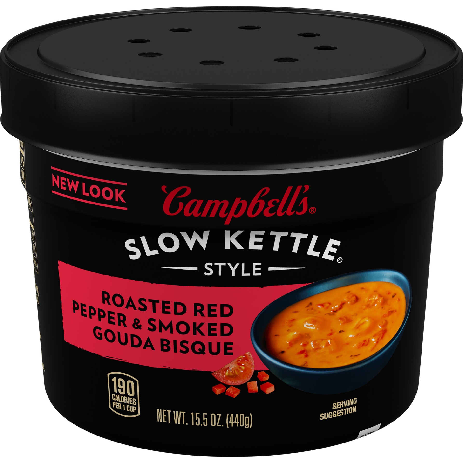 slide 1 of 5, Campbell's Slow Kettle Style Red Pepper & Gouda Soup Microwavable Bowl - 15.5oz, 15.5 oz