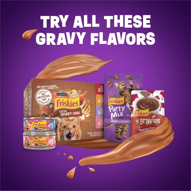 slide 14 of 14, Purina Friskies Gravy Swirlers with Flavors of Chicken, Salmon & Gravy Adult Complete & Balanced Dry Cat Food - 16lbs, 16 lb