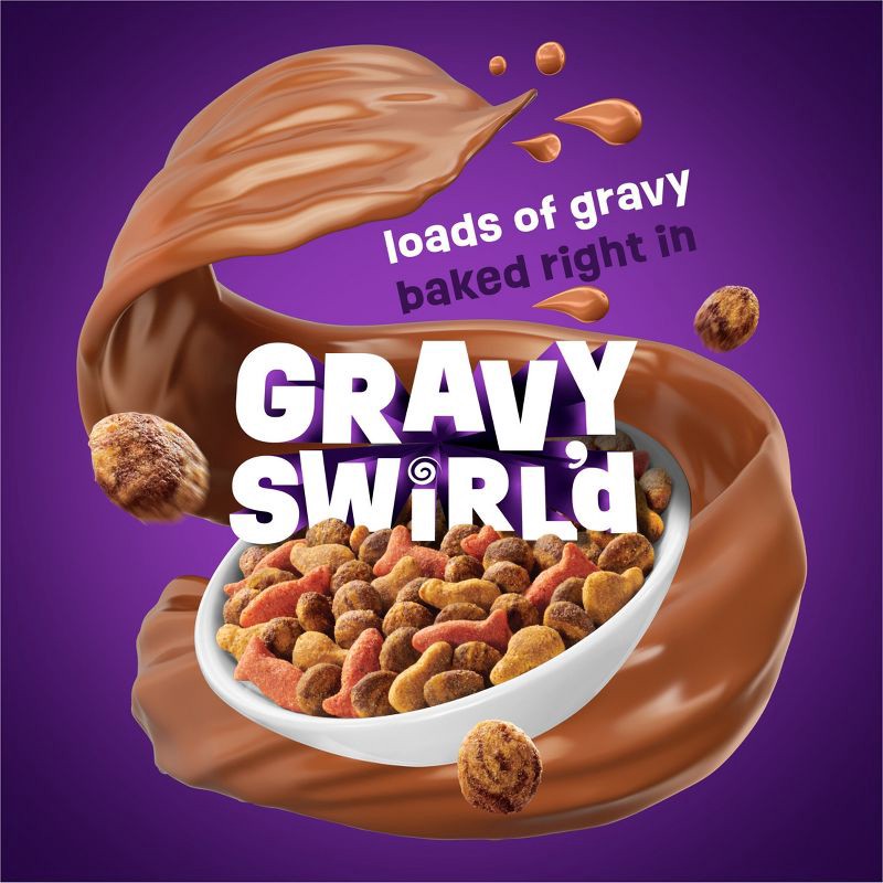 slide 4 of 14, Purina Friskies Gravy Swirlers with Flavors of Chicken, Salmon & Gravy Adult Complete & Balanced Dry Cat Food - 16lbs, 16 lb