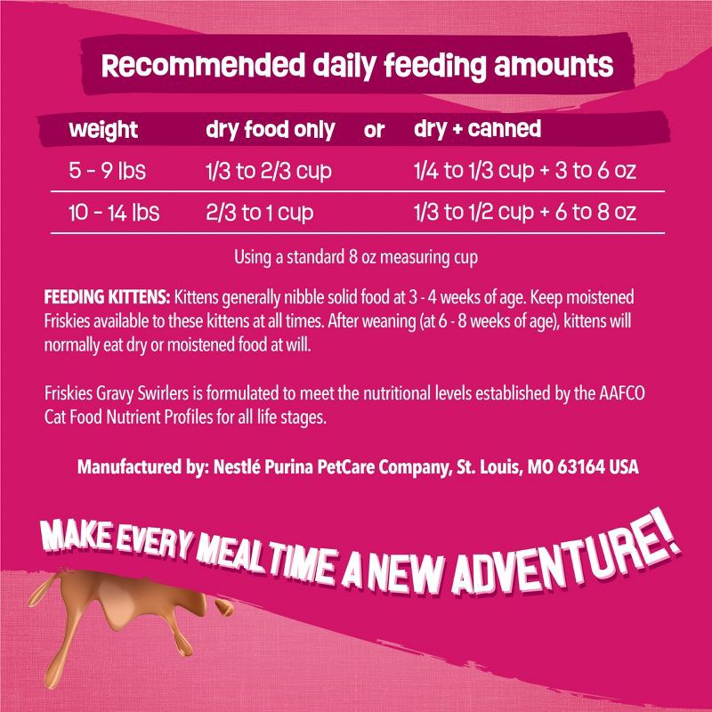 slide 6 of 13, Purina Friskies Gravy Swirlers with Flavors of Chicken, Salmon & Gravy Adult Complete & Balanced Dry Cat Food - 16lbs, 16 lb