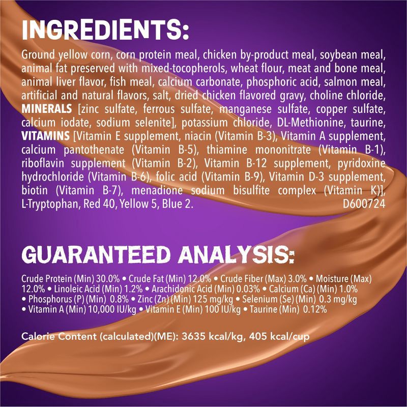 slide 7 of 14, Purina Friskies Gravy Swirlers with Flavors of Chicken, Salmon & Gravy Adult Complete & Balanced Dry Cat Food - 16lbs, 16 lb
