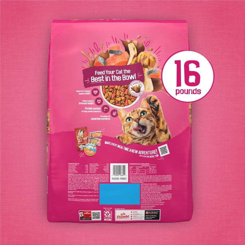 slide 11 of 13, Purina Friskies Gravy Swirlers with Flavors of Chicken, Salmon & Gravy Adult Complete & Balanced Dry Cat Food - 16lbs, 16 lb