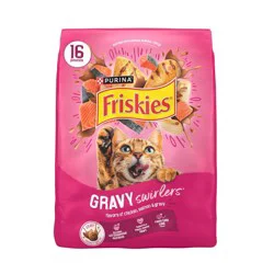 Purina Friskies Gravy Swirlers with Flavors of Chicken, Salmon & Gravy Adult Complete & Balanced Dry Cat Food - 16lbs