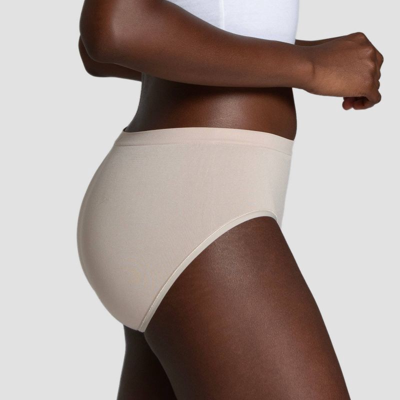slide 4 of 6, Fruit of the Loom Women's 6pk 360 Stretch Seamless Hipster Underwear - Colors may vary 7: Mid Rise, Tagless, Solid Pattern, 6 ct