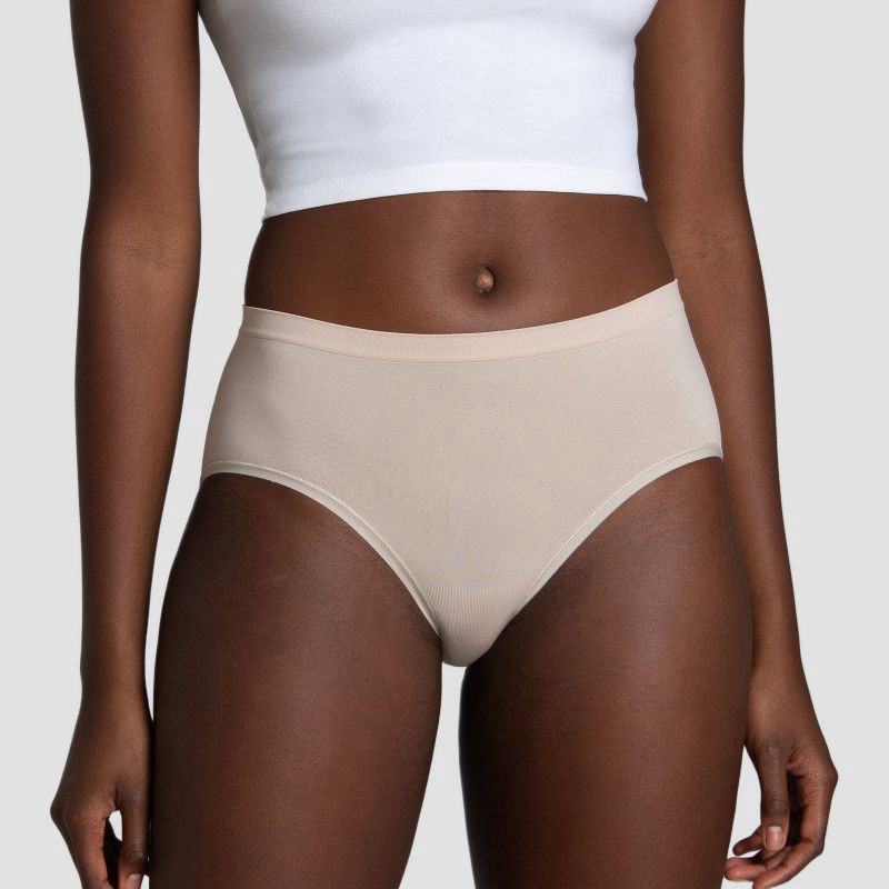 slide 3 of 6, Fruit of the Loom Women's 6pk 360 Stretch Seamless Hipster Underwear - Colors may vary 8: Mid Rise, Tagless, Solid, 6 ct