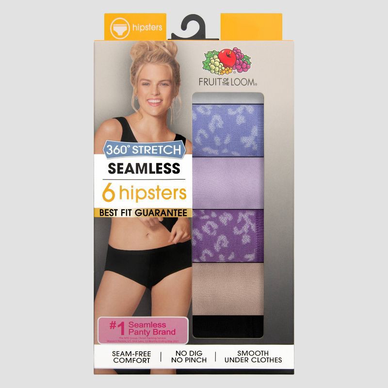 Fruit of the Loom Women's 6pk 360 Stretch Seamless Hipster Underwear - Colors  may vary 9 6 ct