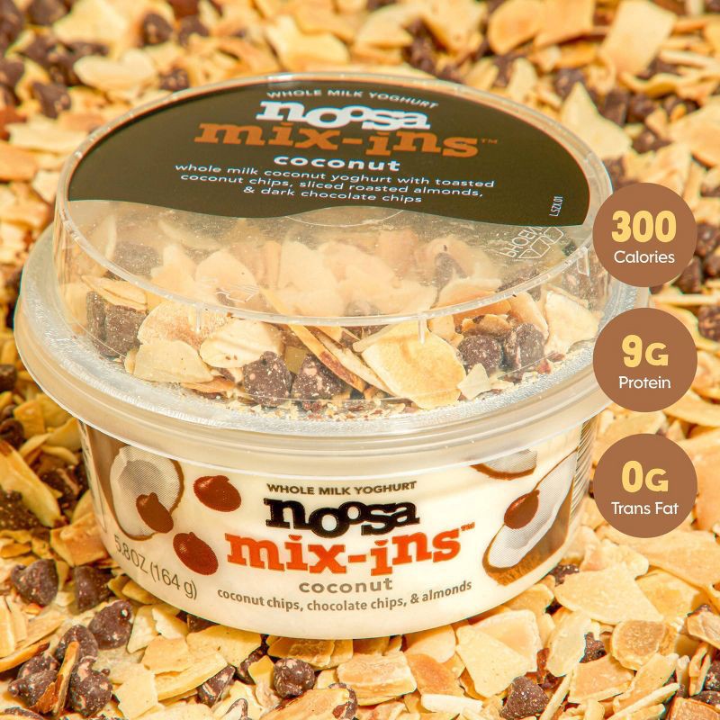 slide 4 of 7, noosa Coconut Almond Chocolate Mix-ins Aussie Style Yogurt - 9g Protein 5.8oz, 9 gram, 5.8 oz