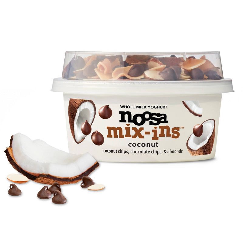 slide 7 of 7, noosa Coconut Almond Chocolate Mix-ins Aussie Style Yogurt - 9g Protein 5.8oz, 9 gram, 5.8 oz