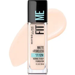 Maybelline Fit Me Matte + Poreless Oil Free Liquid Foundation - 1 fl oz - 102 Fair Porcelain: Medium Coverage, Neutral Undertone