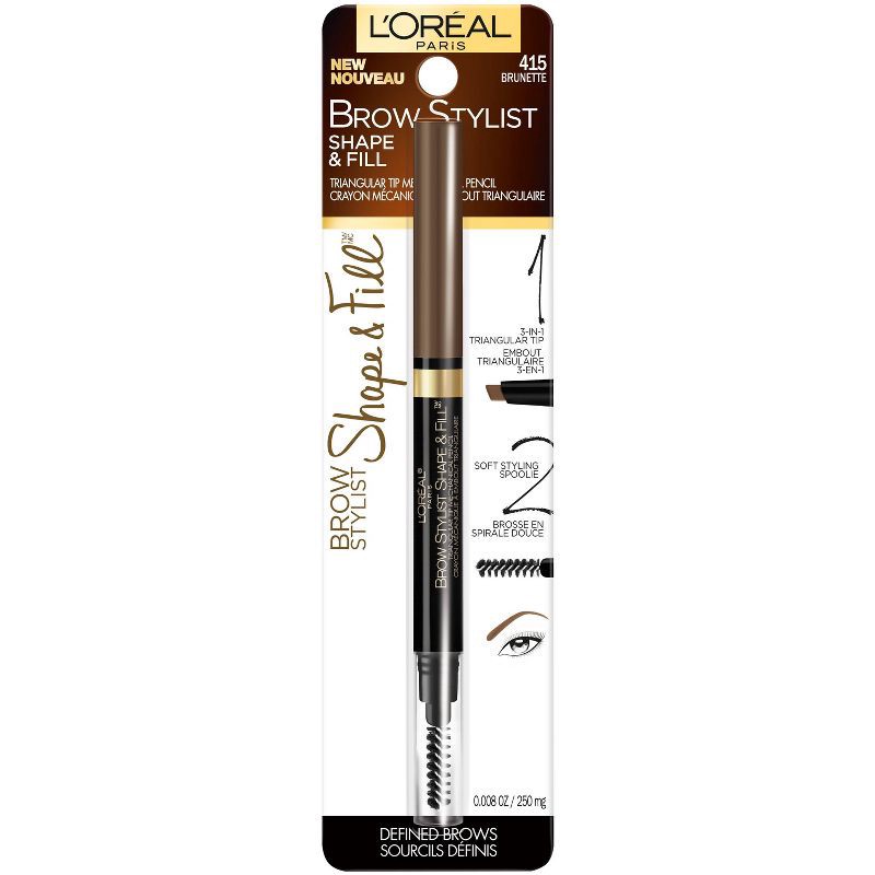 slide 4 of 4, L'Oreal Paris L'Oréal Paris Brow Stylist Shape & Fill Eyebrow Pencil - 415 Brunette - 0.008oz, 0.008 oz
