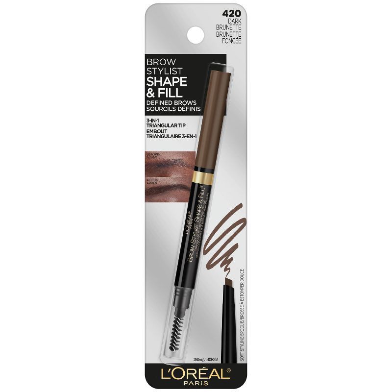 slide 4 of 4, L'Oreal Paris L'Oréal Paris Brow Stylist Shape & Fill Eyebrow Pencil - 420 Dark Brunette - 0.008oz, 0.008 oz