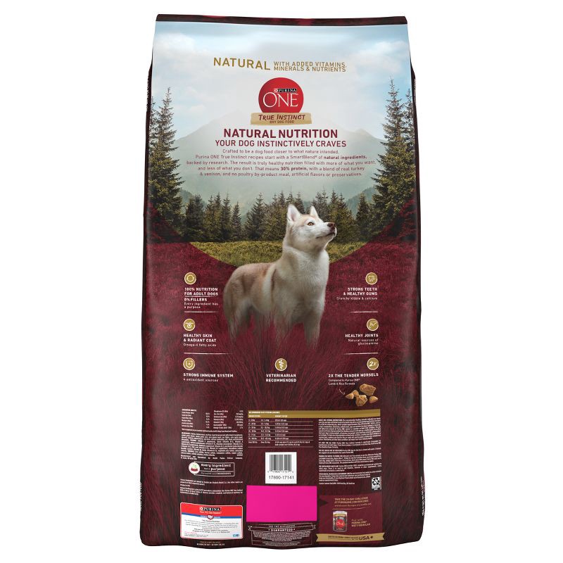 slide 3 of 9, Purina ONE SmartBlend True Instinct Natural Real Turkey & Venison Flavor Dry Dog Food - 36lbs, 36 lb