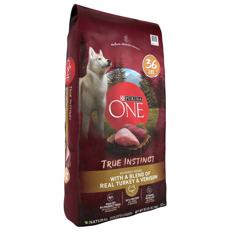 slide 4 of 7, Purina ONE SmartBlend True Instinct Natural Real Turkey & Venison Flavor Dry Dog Food - 36lbs, 36 lb