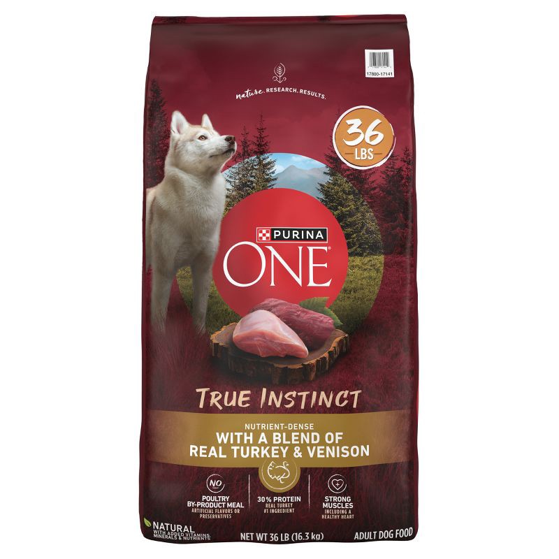 slide 1 of 9, Purina ONE SmartBlend True Instinct Natural Real Turkey & Venison Flavor Dry Dog Food - 36lbs, 36 lb