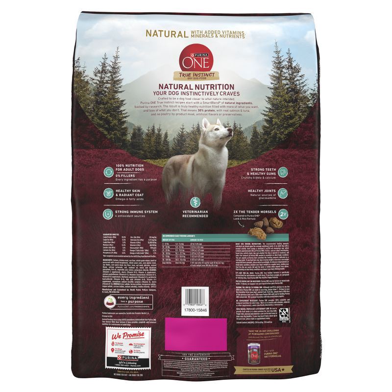 slide 3 of 8, Purina ONE SmartBlend True Instinct Natural Real Salmon & Fish Flavor Dry Dog Food - 27.5lbs, 27.5 lb