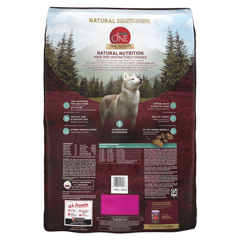 slide 3 of 7, Purina ONE SmartBlend True Instinct Natural Real Salmon & Fish Flavor Dry Dog Food - 27.5lbs, 27.5 lb