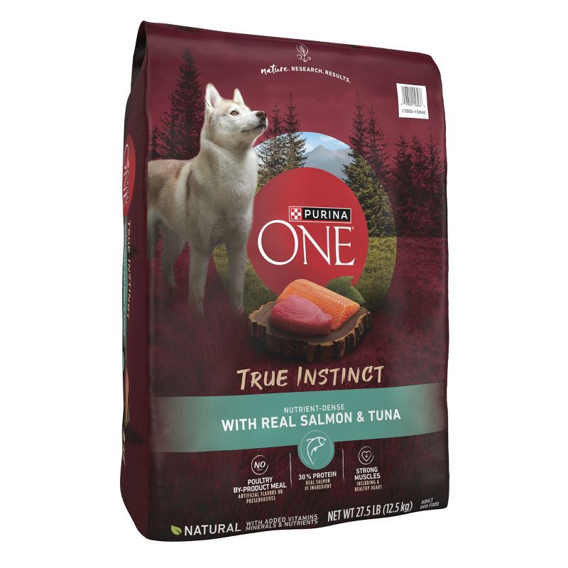 slide 4 of 7, Purina ONE SmartBlend True Instinct Natural Real Salmon & Fish Flavor Dry Dog Food - 27.5lbs, 27.5 lb