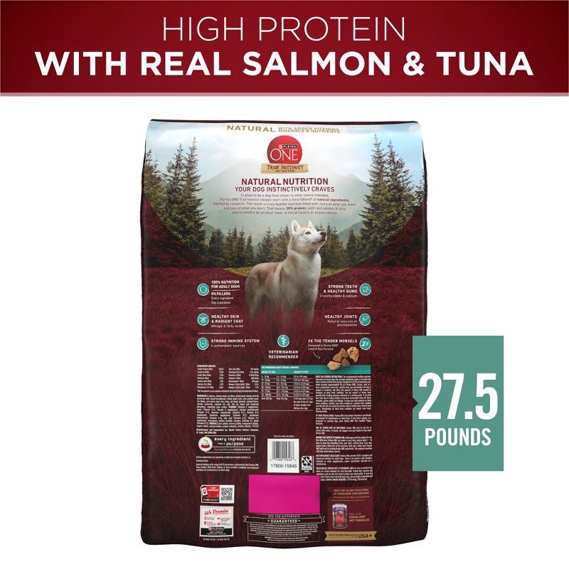 slide 10 of 12, Purina ONE SmartBlend True Instinct Natural Real Salmon & Fish Flavor Dry Dog Food - 27.5lbs, 27.5 lb