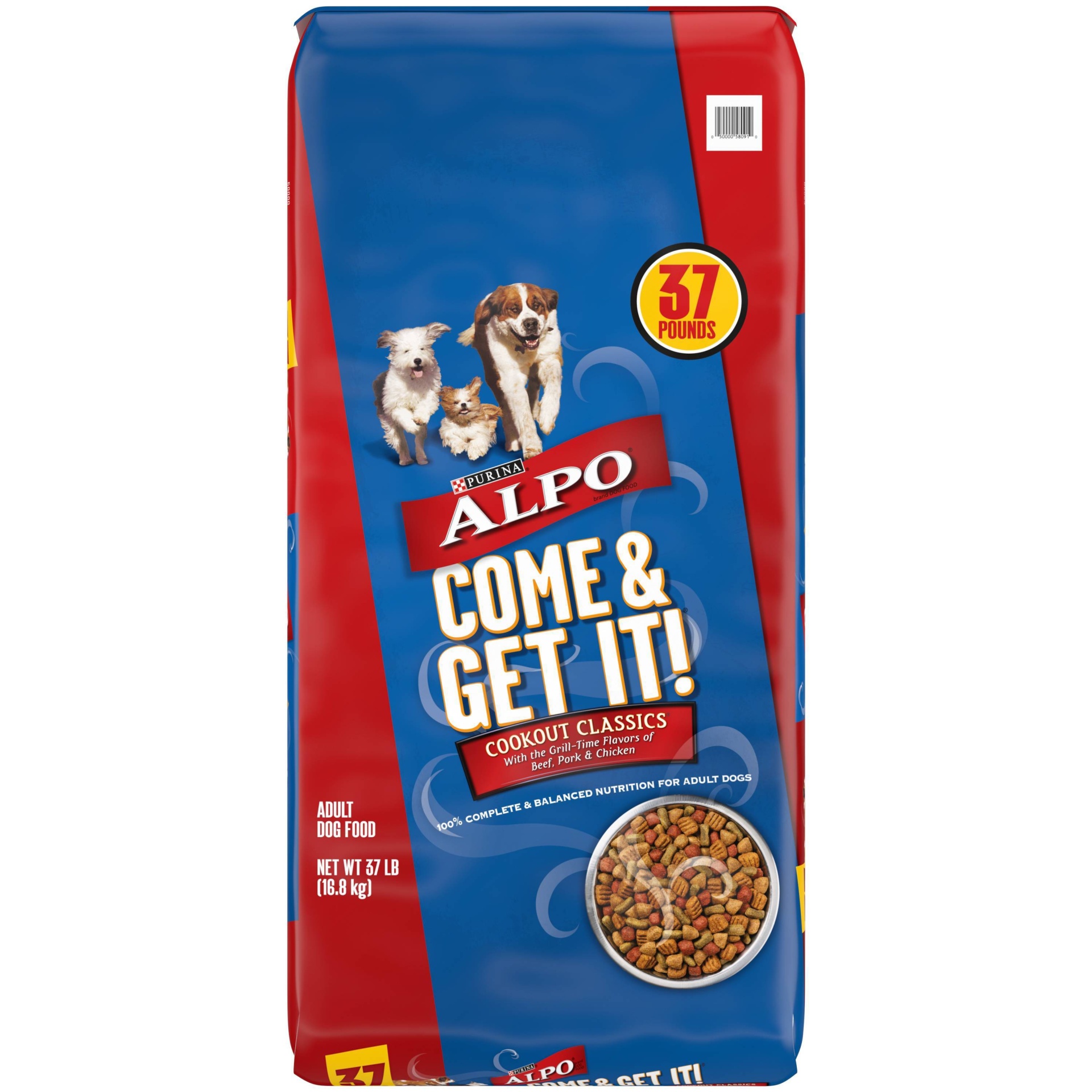 slide 1 of 3, Purina Alpo Come & Get It! Cookout Classics with Beef, Pork & Chicken Flavors Adult Complete & Balanced Dry Dog Food - 37lbs, 37 lb