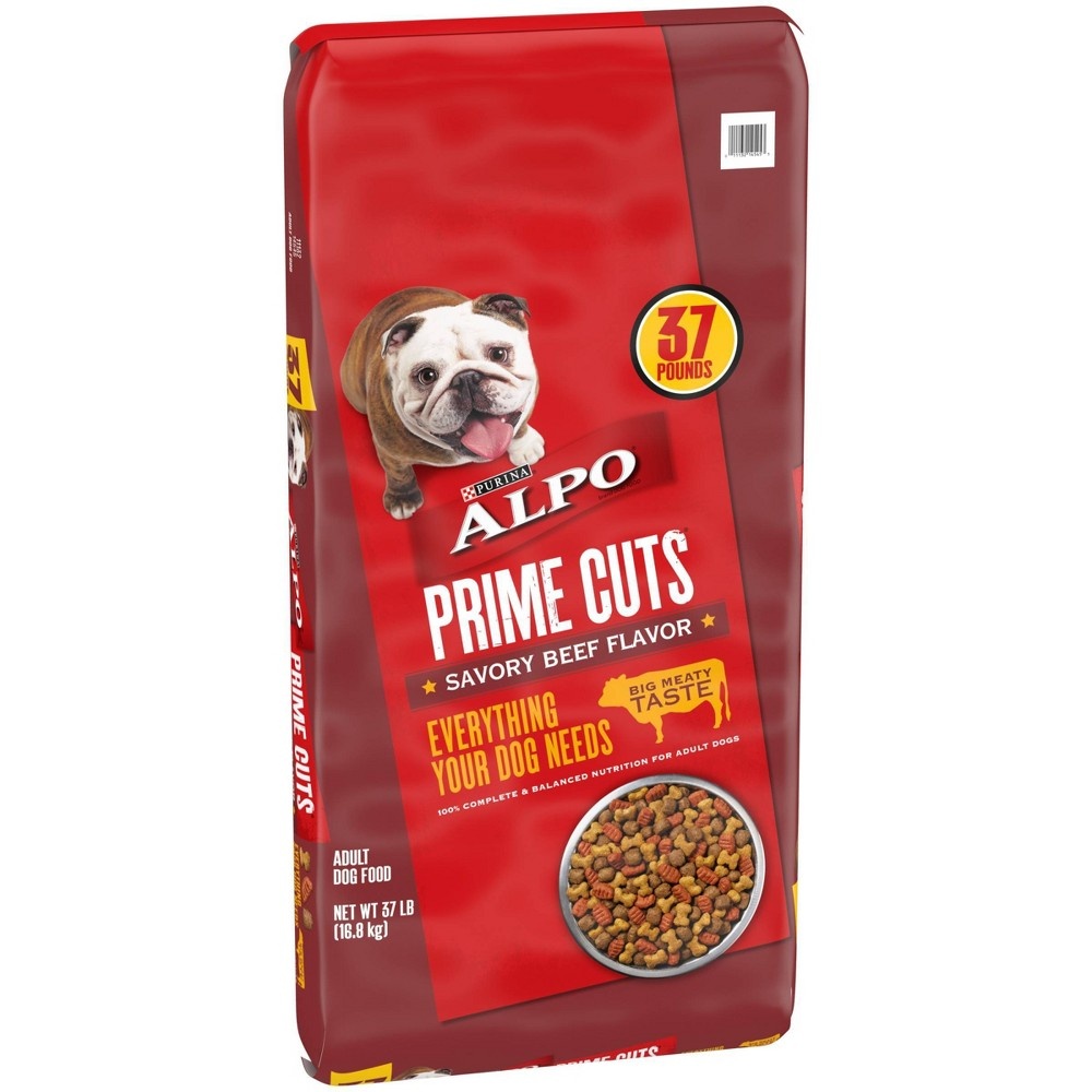 slide 3 of 7, Purina Alpo Prime Cuts Savory Beef Flavor Adult Complete & Balanced Dry Dog Food - 37lbs, 37 lb