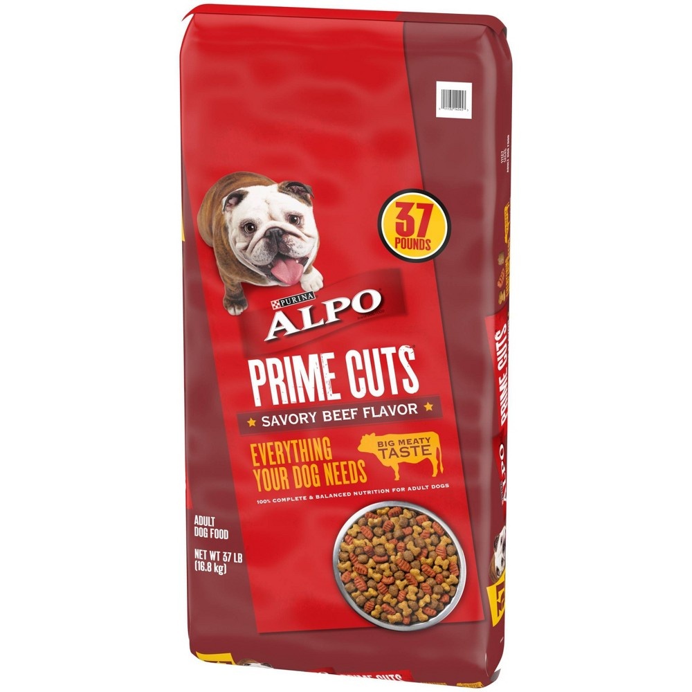 slide 5 of 7, Purina Alpo Prime Cuts Savory Beef Flavor Adult Complete & Balanced Dry Dog Food - 37lbs, 37 lb