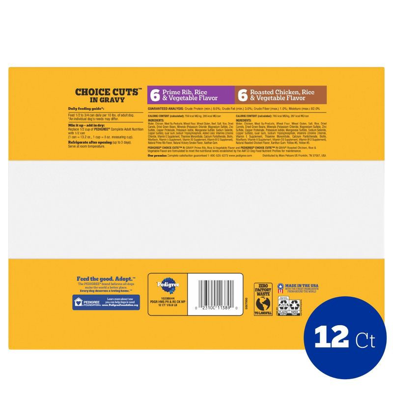 slide 9 of 10, Pedigree Chopped Ground Dinner Steak, Beef and Red Meat Flavor Variety Pack Wet Dog Food - 9.9lbs/12ct, 9.9 lb, 12 ct
