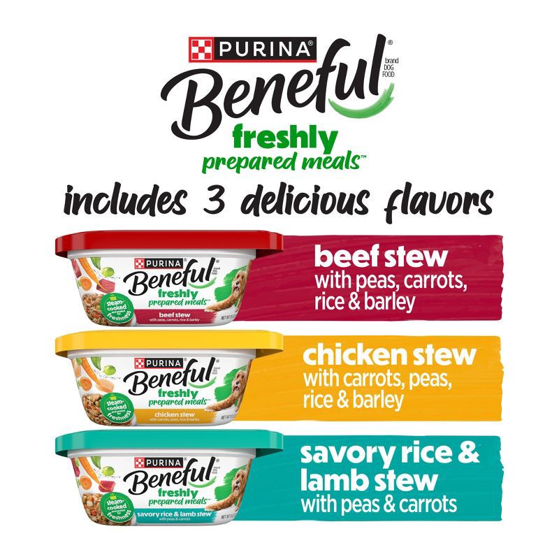 slide 5 of 16, Purina Beneful Prepared Meals Lamb, Chicken & Beef Stew Wet Dog Food - 10oz/12ct Variety Pack, 12 ct; 10 oz
