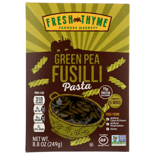 slide 1 of 1, Fresh Thyme Green Pea Fusilli Pasta, 8.8 oz