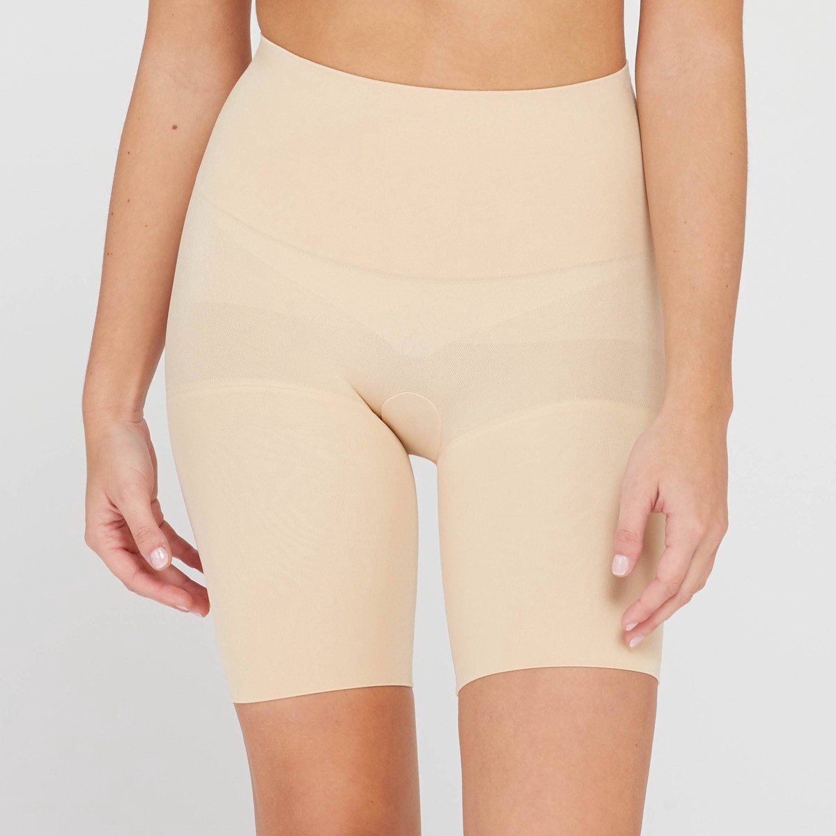 slide 1 of 3, ASSETS by SPANX Women's Remarkable Results Mid-Thigh Shaper - Light Beige M, 1 ct