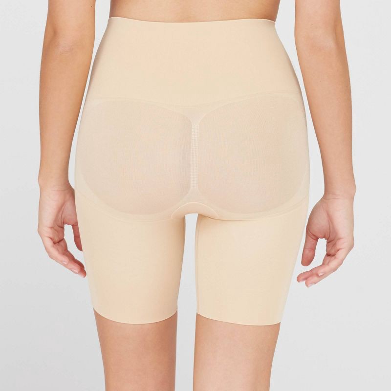 slide 2 of 3, ASSETS by SPANX Women's Remarkable Results Mid-Thigh Shaper - Light Beige L, 1 ct
