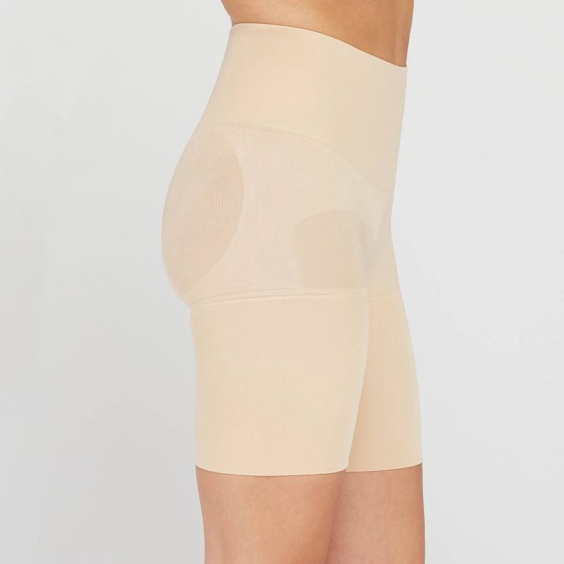 slide 3 of 3, ASSETS by SPANX Women's Remarkable Results Mid-Thigh Shaper - Light Beige L, 1 ct