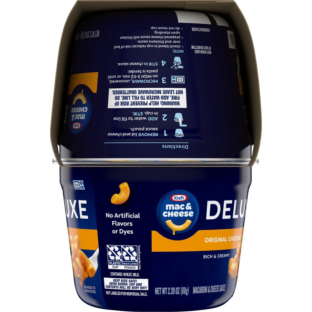 slide 2 of 15, Kraft Deluxe Original Macaroni & Cheese Dinner Pack Cups, 4 ct; 2.39 oz